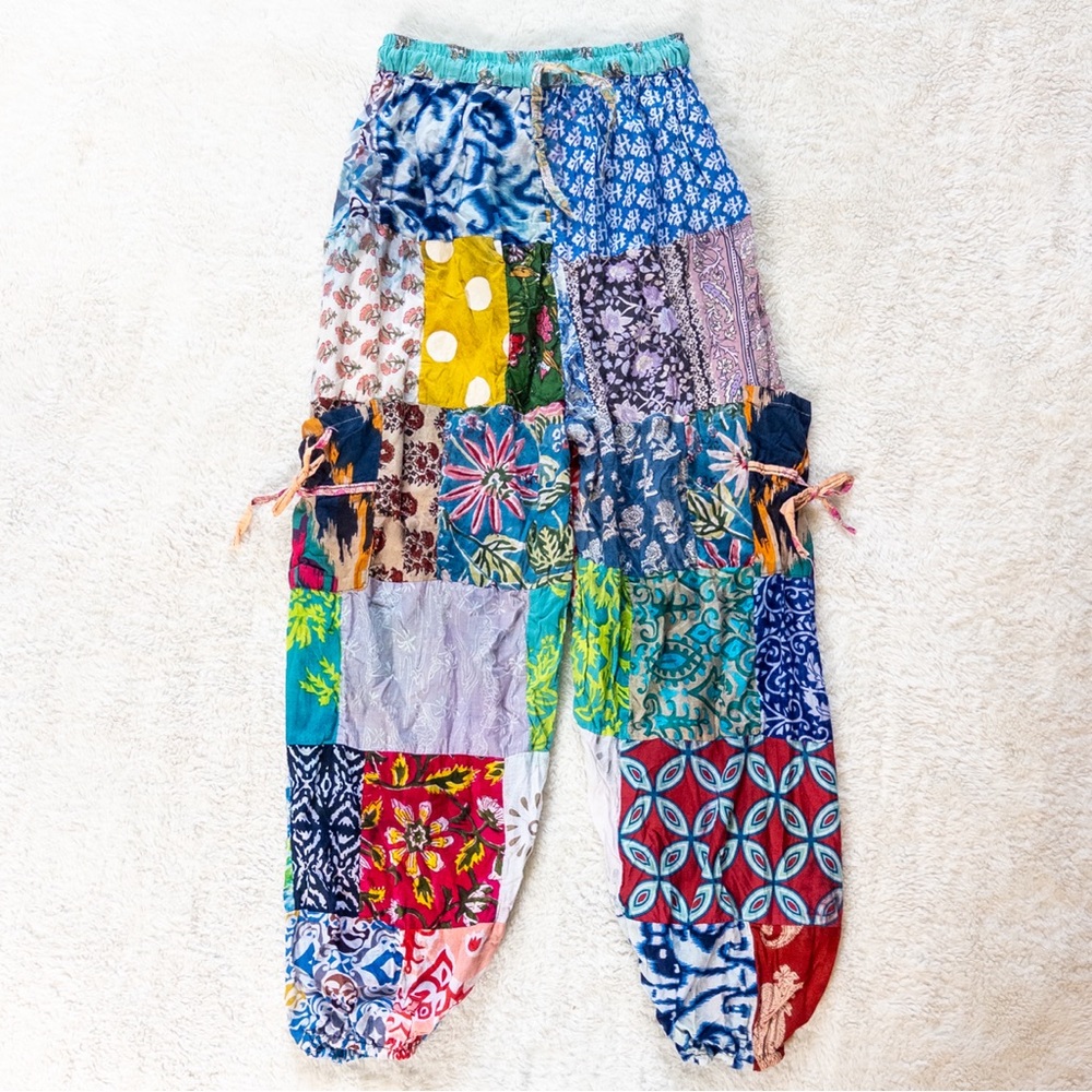 Colorful Patchwork Boho Pants Small Festival Hipp… - image 5